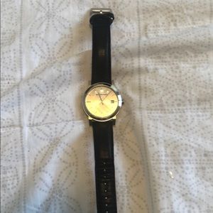 Burberry Watch (gold face/dark brown leather band)